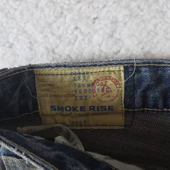 Smoke Rise Men's Whishered Stretch Distressed Skinny Jeans Blue Denim Size 40/34 - Picture 5 of 9